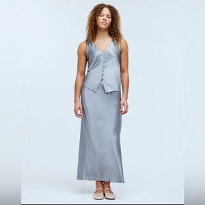 Madewell Satin Maxi Slip Skirt in Dusk NWT